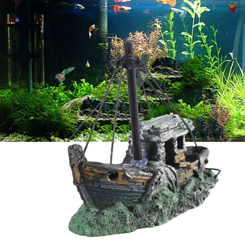 Aquarium Marineland - Aquarium Sunken Ship Decoration Resin Fishtank