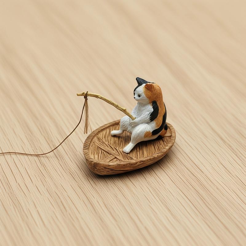 Aquarium Marineland - Resin Cat Fishing Boat Aquarium Ornament