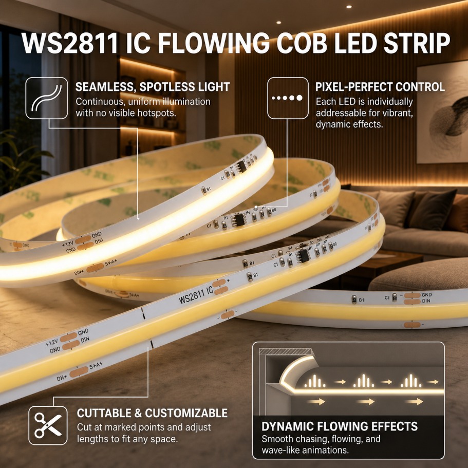 Actinic Blue Led - DC24V WS2811 Addressable COB LED Strip