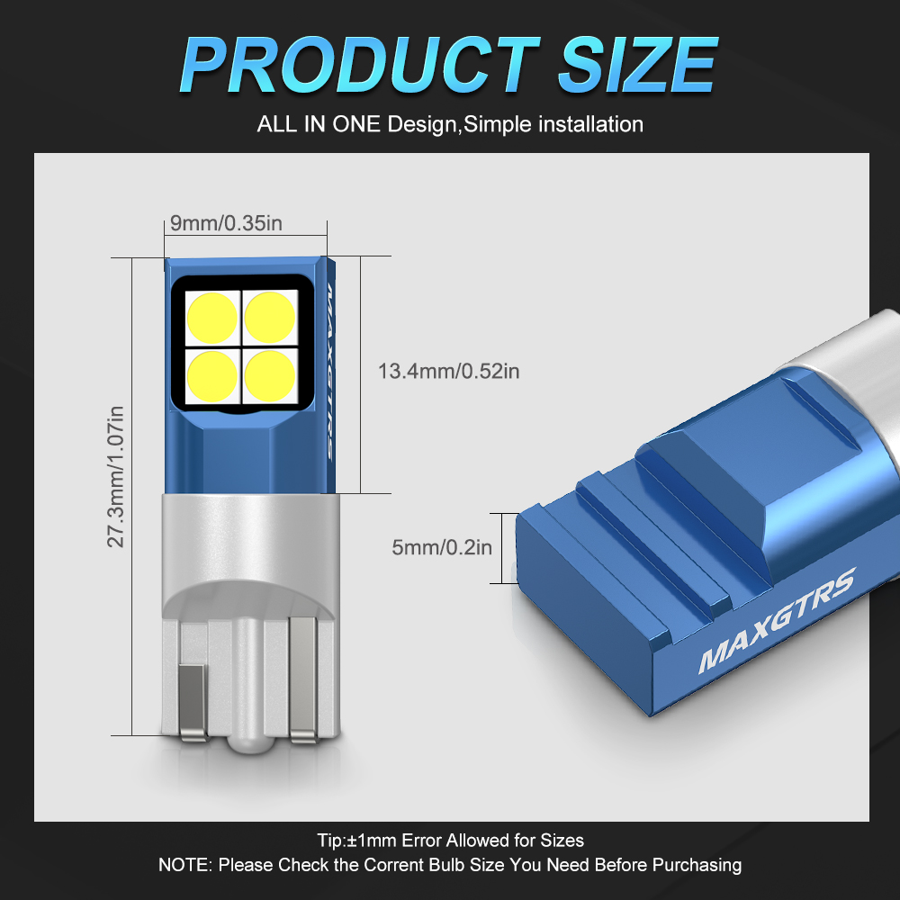 2x T10 LED Lamp W5W 168 194 LE - Actinic Blue Led review and price