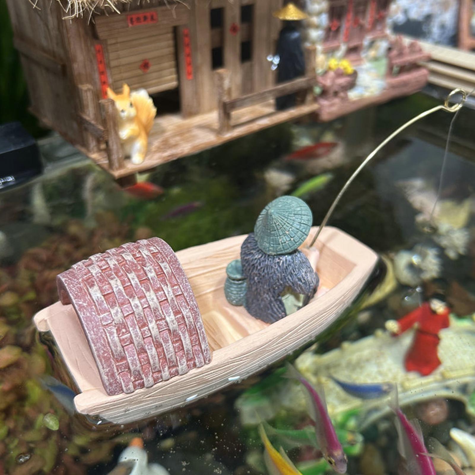 Resin Floating Fisherman Boat  - Aquarium Marineland review and price