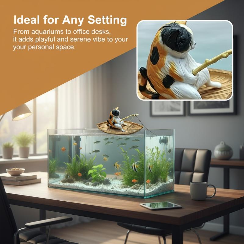 Resin Cat Fishing Boat Aquariu - Aquarium Marineland review and price